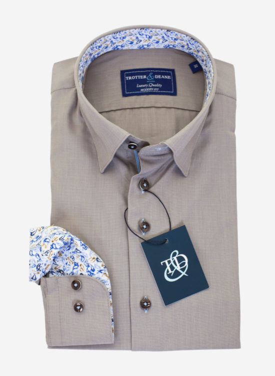 Pinpoint- Floral Trim Shirt
